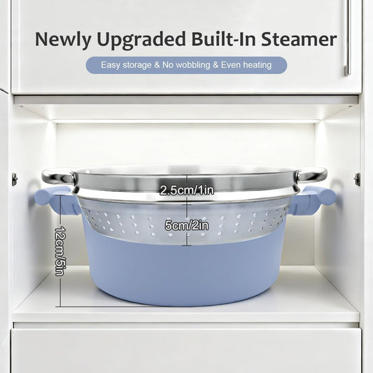AIKENBBKK 7 QT Ceramic Steamer Pot for Cooking with Lid, Large Pot Nonstick