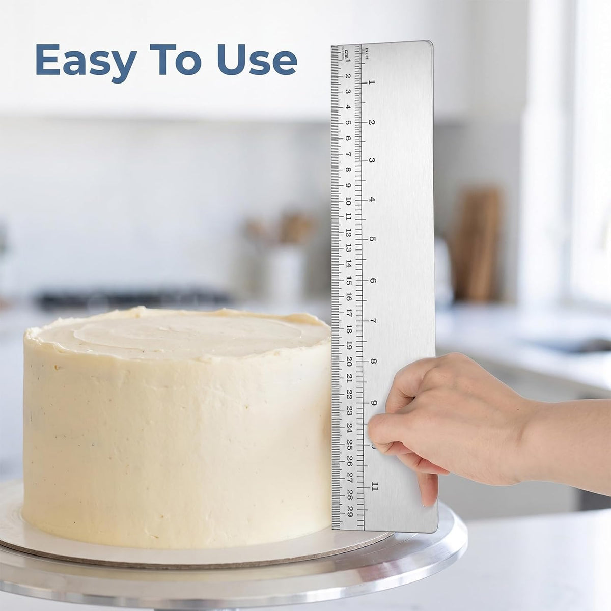12 Inch Stainless Steel Cake Scraper Smoother, Cake Leveler with Scale