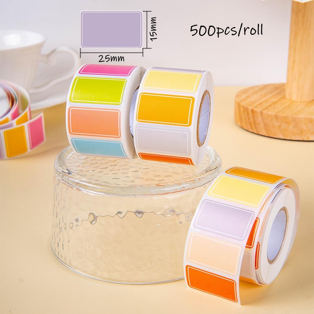 Label Stickers - Removable Food Label Stickers, Self-Adhesive Food Storage Freezer Labels, Easy to Peel, Write On Refrigerator, for Food Storage Boxes, Jars, Waterproof, 15x25mm 500 pcs (Deep)