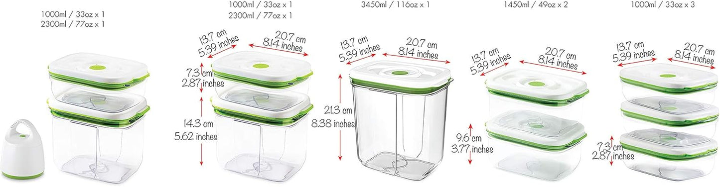 FOSA Vacuum Seal Containers (3-Pack, 34oz) – Airtight Food Storage Containers for Freshness | BPA-Free, Dishwasher Safe | Ideal for Meal Prep, Leftovers, Dry Goods (Pump Sold Separately)