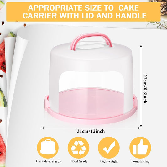 Baderke 10 Inch Round Cake Carrier with Lid and Handle - Two Sided Cake Holder & Box for Transport, Pie, Cupcake(White)