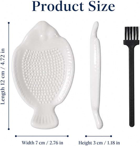 Ceramic Grater Ceramic Garlic Plate Ginger Grater Plate for Wasabi Ginger Garlic Cheese Onion Carrot Fruits Vegetables 4.72 Inches Kitchen Grinding Tool with Brush for Home Kitchen Cooking Pre