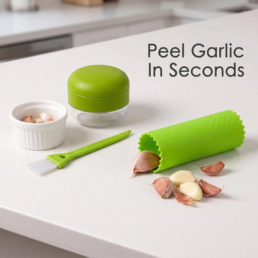1 Pack Mini Garlic Chopper Set, Garlic Press, Garlic Peeler, Garlic Crusher With Cleaning Brush For Home Kitchen Food Prep Onion Vegetable Mincing