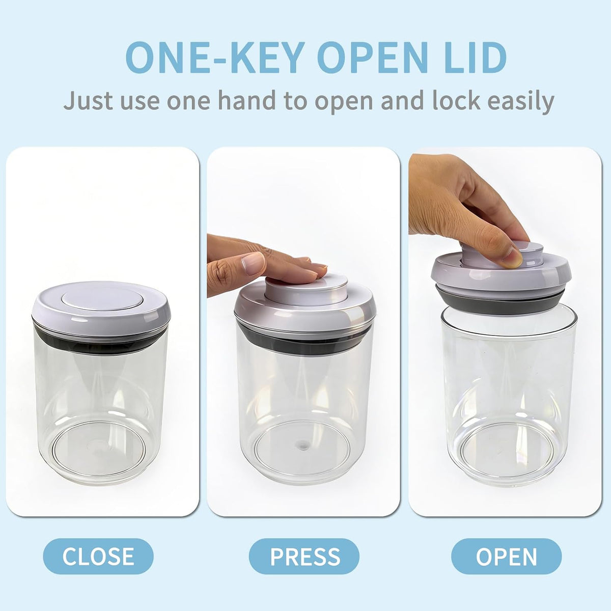 Airtight Pop Top Food Storage Container Sets with Lids 6Pcs Round Rectangle Pop Containers for Kitchen Pantry Organization BPA-Free Stackable Kitchen Storage for Cereal Flour Sugar 0.6qt *4, 3.6qt *2