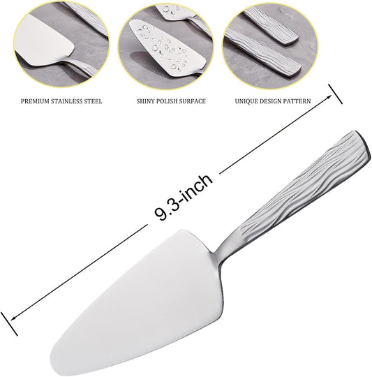 Silver Cake Server Set with Wave Handle, Stainless Steel, 3PCS