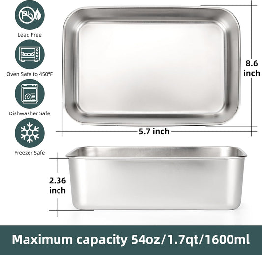6 Pack(57oz) Stainless Steel Food Storage Containers with Lids Leak Proof & Airtight | Stackable Stainless Steel Containers for Meal Prep、Snack、Fruit,Freezer & Dishwasher Safe