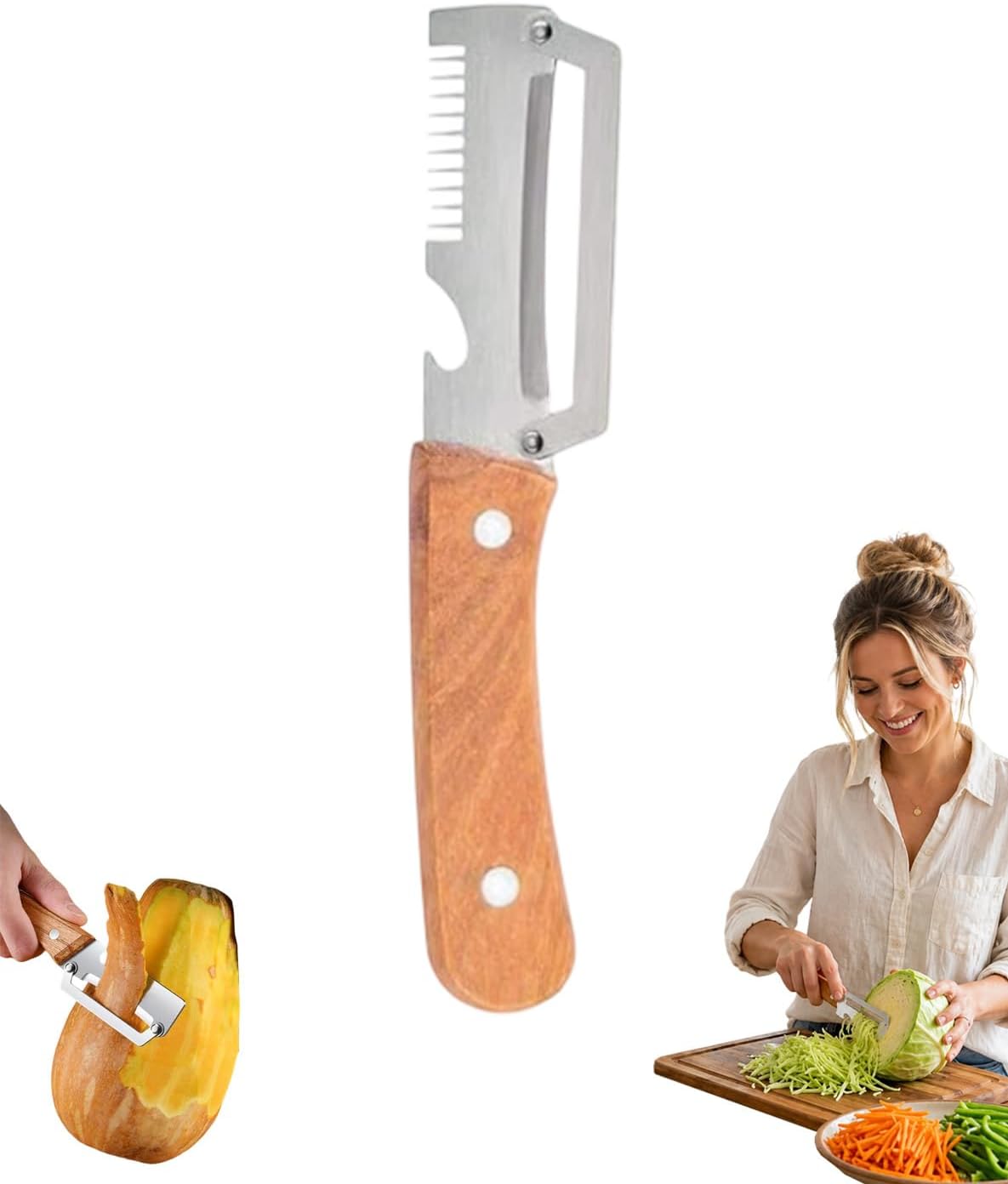 Precision Peeler Pro - Julienne Peeler Vegetable Peeler, Multifunctional Vegetable Peeler, 2.5mm Thickened Stainless Steel Peeler, Heavy Duty Julienne Peelers for Squash, Pineapple, Sugarcane (A+B)