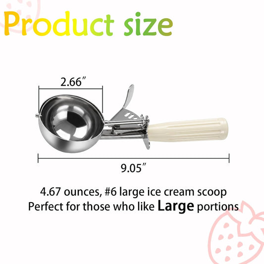 #6 Large Ice Cream Scoop with Trigger, 4.67oz, 18/8 Stainless Steel