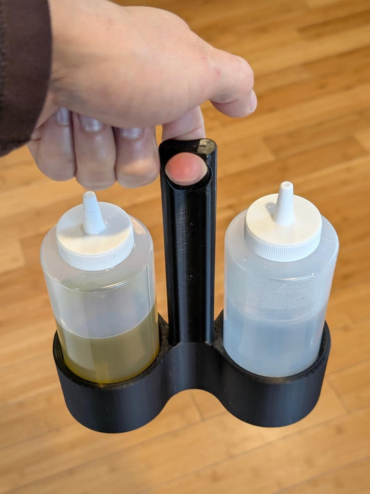 Oil and Water Bottle Caddy Holder for Blackstone - Dual 60mm Bottle Holder with Hanging Hole, ABS Grill Accessory to Keep Cooking Oil & Spray Water Handy, Black