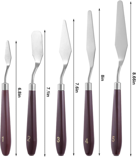 5 Pcs Cake Cream Spatula, Stainless Steel Cake Apatula Palette Knife Offset Spatula Baking Pastry Tool for Cakes Fondant Chocolate