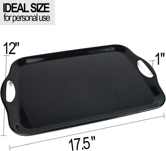 Czlizdyt Large Melamine Serving Tray with Handles, 17.5 x 12 in Rectangular Melamine Serving Platter, Dishwasher Safe Trays for Eating, Appetizer, Charcuterie, Snack, Fruit, Desserts, Set of 2, White