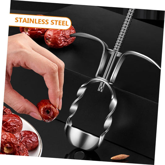 304 Stainless Steel Jujube Pitter Tool Multi-Functional Cherry Core Remover for Home Kitchen Portable Red Date Pitter Comfortable to Hold Handle Large Jujubes