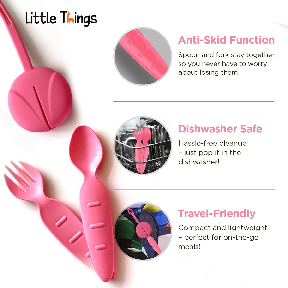 Kids Utensils for Lunch Box with Silicone Case, BPA-Free Spoon and Fork Set for Toddlers, Portable Travel Utensils for School, Daycare & On-the-Go, Dishwasher Safe - Blue