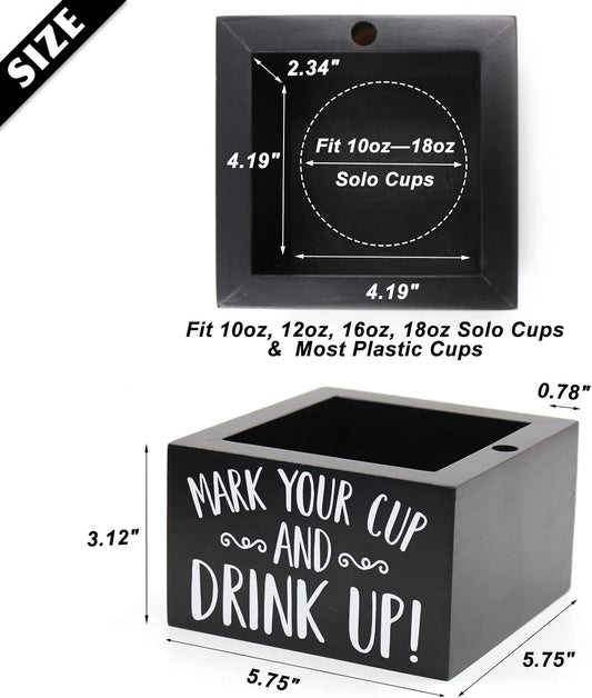 Wooden Party Cup Dispenser With Caddy & Cup Holder for Modern Farmhouse Home Decor - Holiday & Christmas Party Supplies