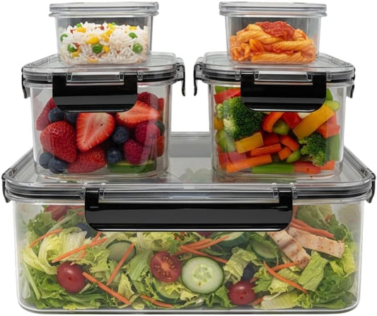 10-Piece Airtight Food Storage Containers with Locking Lids, Reusable Meal Prep Containers, Leak-Proof, BPA-Free, Stackable, Durable Design, Freshness Sealed