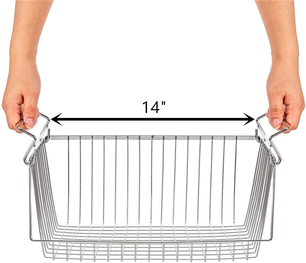 SANNO 14" Stacking Baskets Bin Wire Storage Baskets Organization Farmhouse Scoop Baksket for Pantry, Kitchen, Closets, Bathroom, Cabinets, Kitchen, Narrow, Set of 3