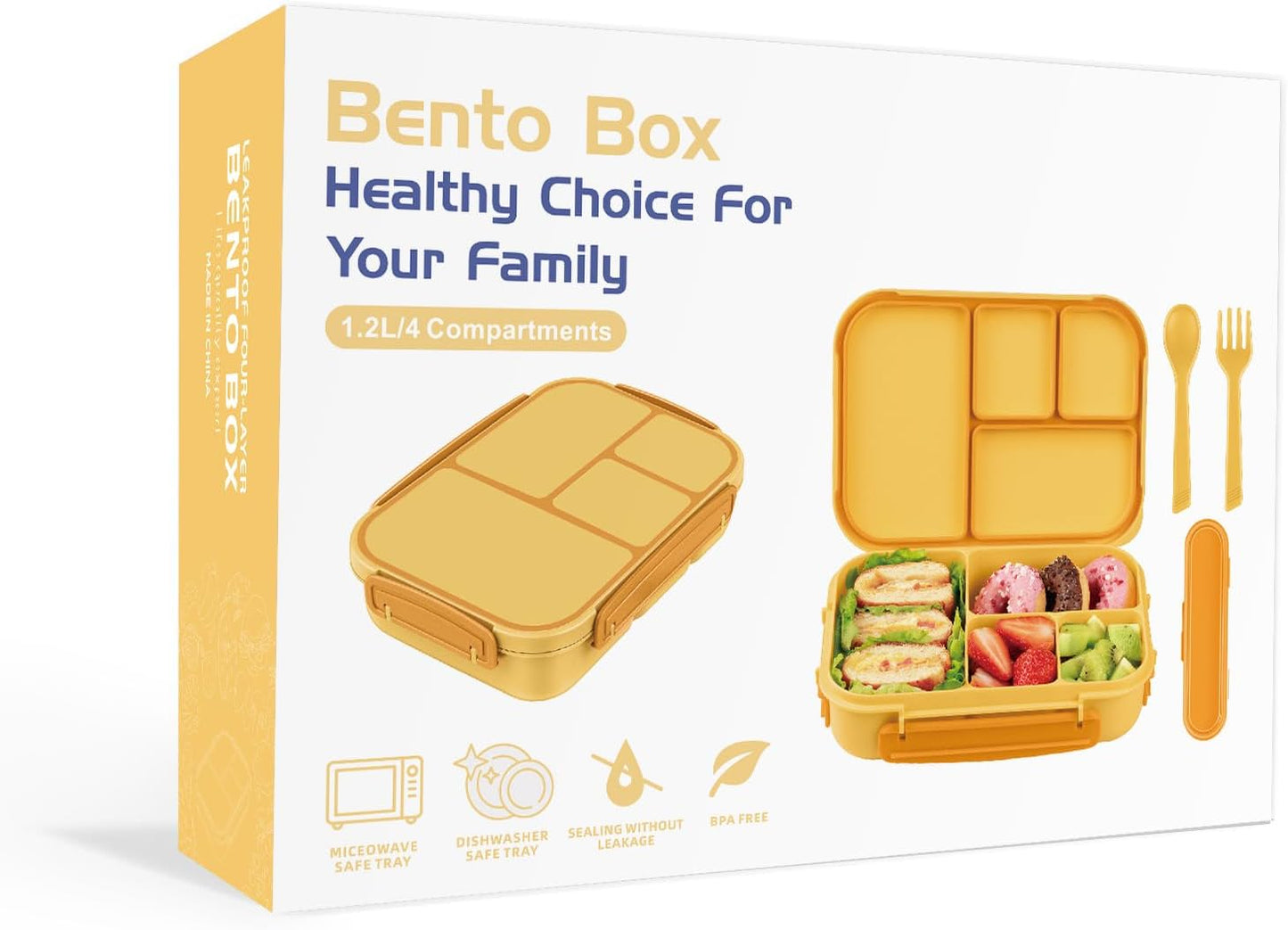 Amathley Lunch Box Kids,Bento Box Adult,Leakproof Lunch Containers for Adults/Kids/Toddler,1200ML-4 Compartments bento Lunch box with Utensil,Microwave & Dishwasher & Freezer Safe (Pink Berry)