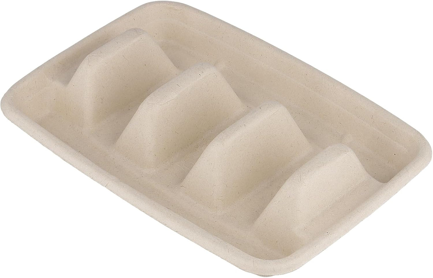 FUNSUEI 100 Pack Disposable Taco Holders with 3 Dividers, Compostable Paper Taco Plates, Party Serving Set for Taco Night, Tuesday Decorations