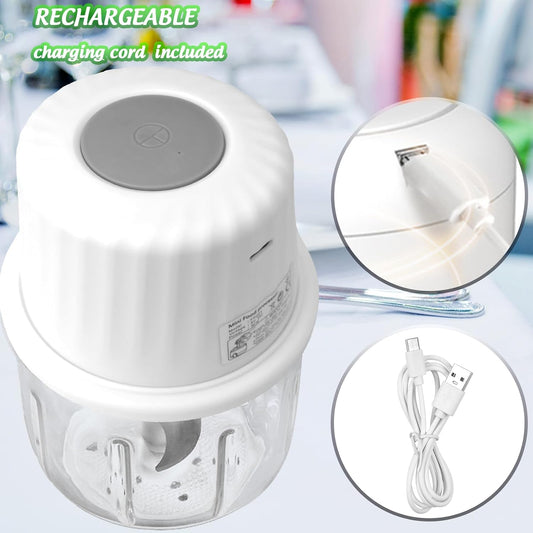 Mini Electric Garlic Chopper 300ML GLASS Food Processor Cordless