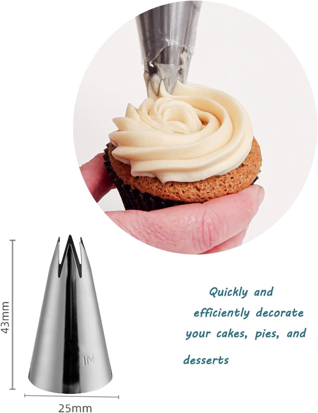 Piping Tip 1M 3 Pcs Set,1M Star Tip for Cake Decorating Essentials