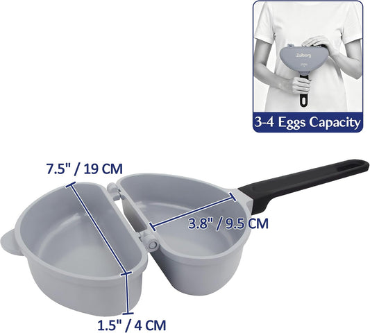 Omelette Maker Non Stick Pan, Foldable Frittata & Omelette Pan Nonstick, Double-Sided Omelet Maker with Ceramic Coating, PFOA Free, Dishwasher-safe, Grey