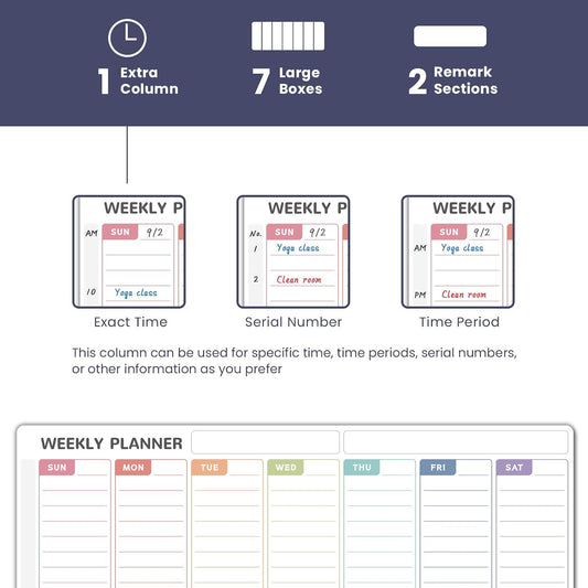 ALEZEL Magnetic Dry Erase Weekly Planner for Fridge - Refrigerator Whiteboard Weekly Calendar Set, Includes 2 List Boards, 4 Markers & Eraser, Colorful