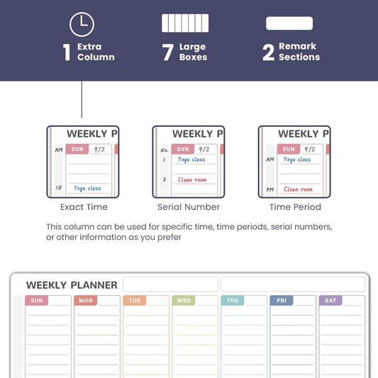 ALEZEL Magnetic Dry Erase Weekly Planner for Fridge - Refrigerator Whiteboard Weekly Calendar Set, Includes 2 List Boards, 4 Markers & Eraser, Colorful