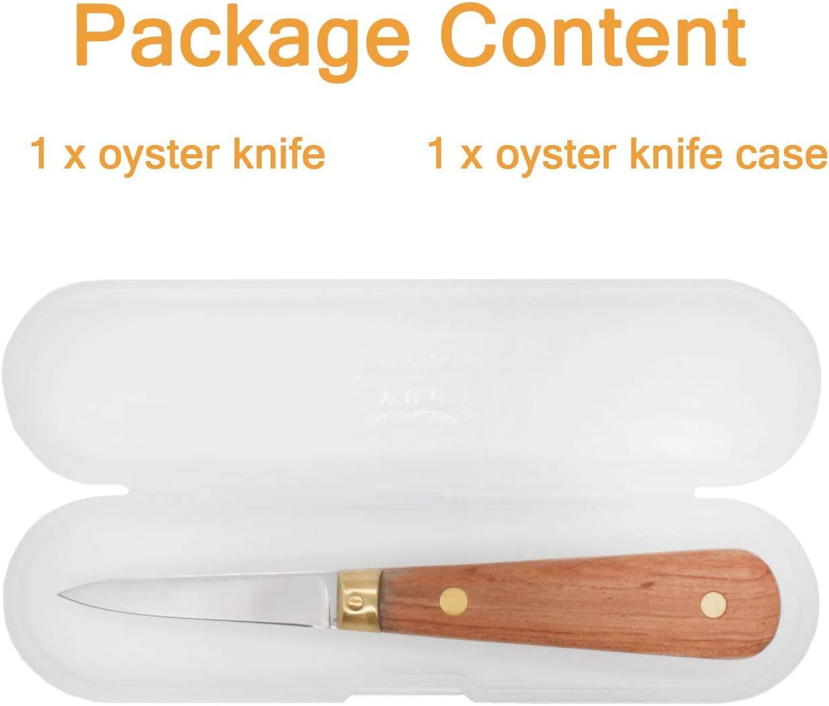 Oyster shucking knife, oyster knife, full tang knife not easy to break and bend (1knife+1case)