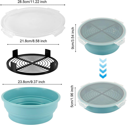 Breading Shaker Bowl, Silicone Bowl Shaker with Lid Collapsible Mixing Bowls Fish Batter Shaker Chicken Wing Flour Coater Breader Shaker Bowl Better Bowl for Fried Fish, Fried Chicken, Onion Rings