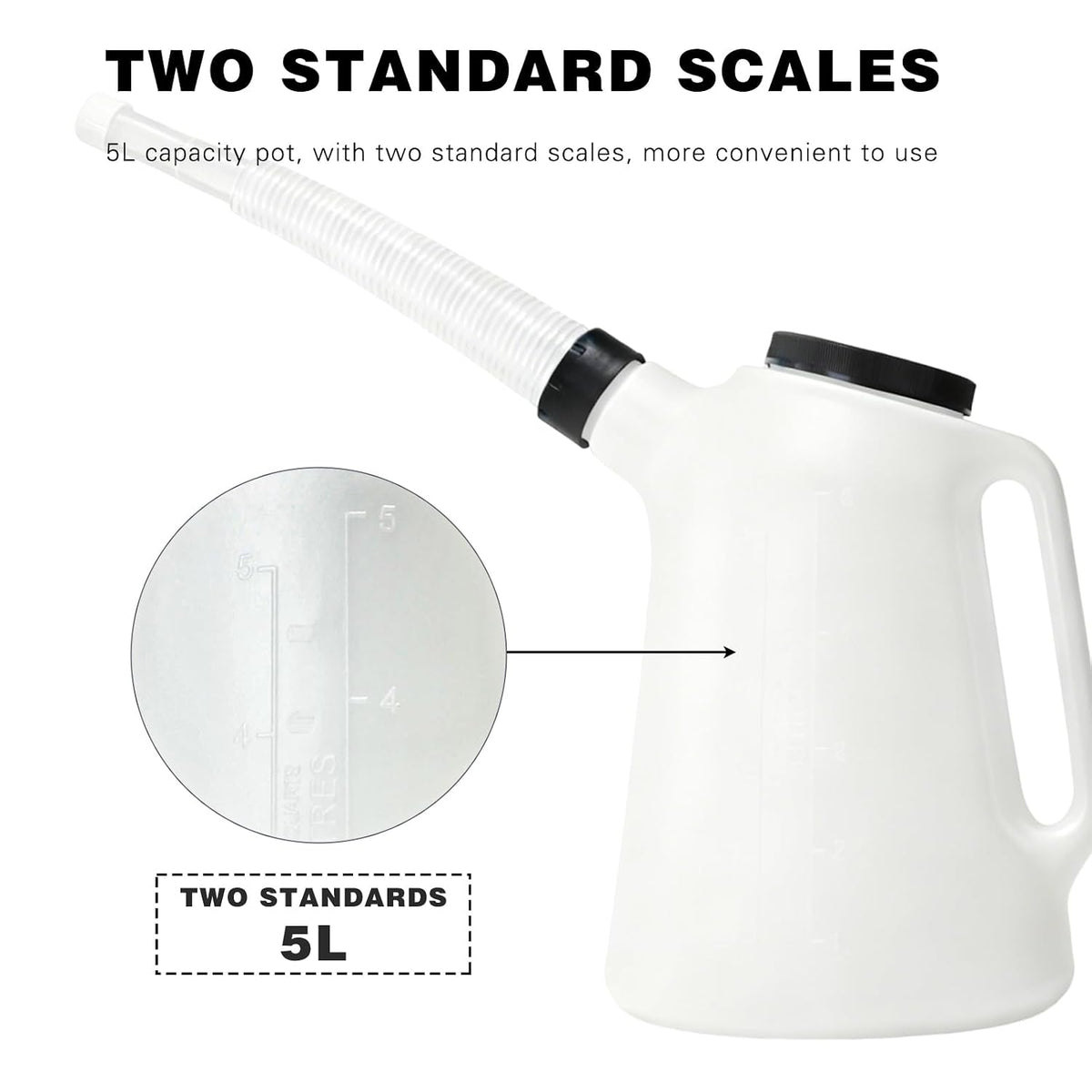5 Quart Motor Oil Jug with Spout & Funnel Plastic 2 Pack