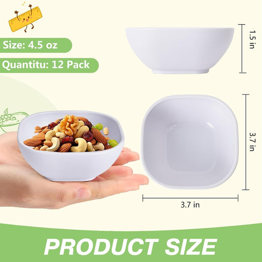 SHECIPIN 12 Pack Mini Square Dinnerware Bowls for Kids 4.5 OZ Unbreakable Wheat Straw Dipping Bowls, Nuts, Candy, or Dips(Multicolor)