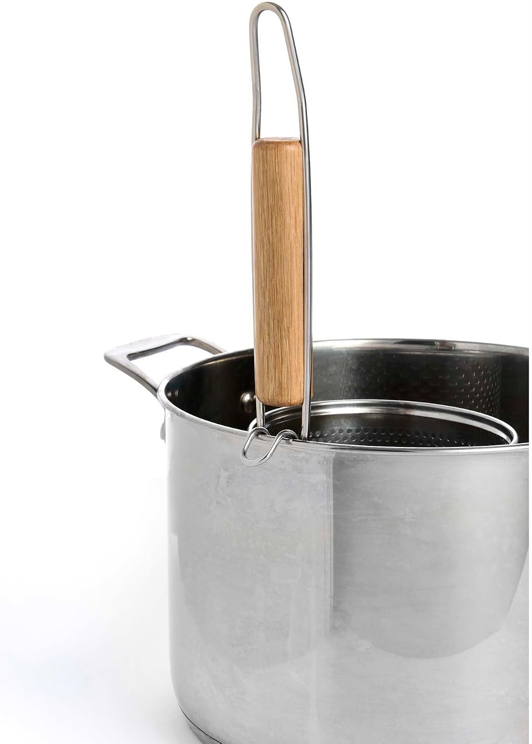 Helen's Asian Kitchen Deep Spider Strainer, 6-Inch Stainless Steel Mesh Basket With Bamboo Handle, For Noodles, Dumplings, Wontons, Deep Frying, And Draining Tasks