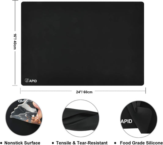 Sapid Extra Large Silicone Sheet for Crafts, Thick Silicone Jewelry Casting Mats, Nonstick Nonslip Silicon Mat for Epoxy Resin, Art Painting, Heat- Resistance Counter Mat (20"×27.9", Dark Gray)