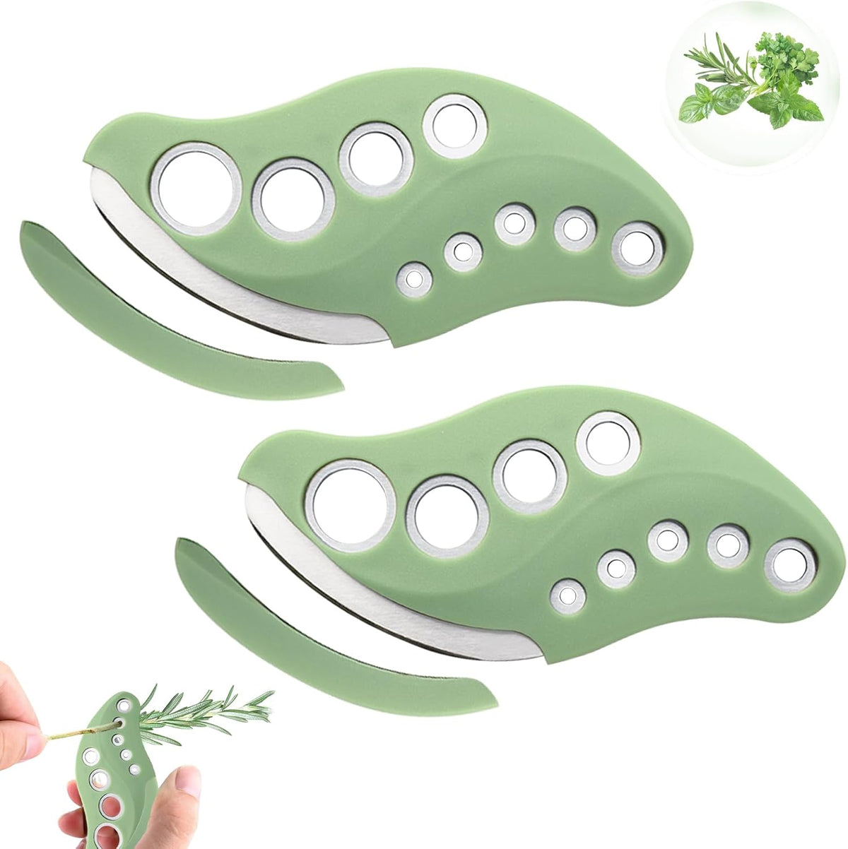 Herb Stripper Tool with Herb Cutter, Kitchen Herbs Leaf Stripping Tool