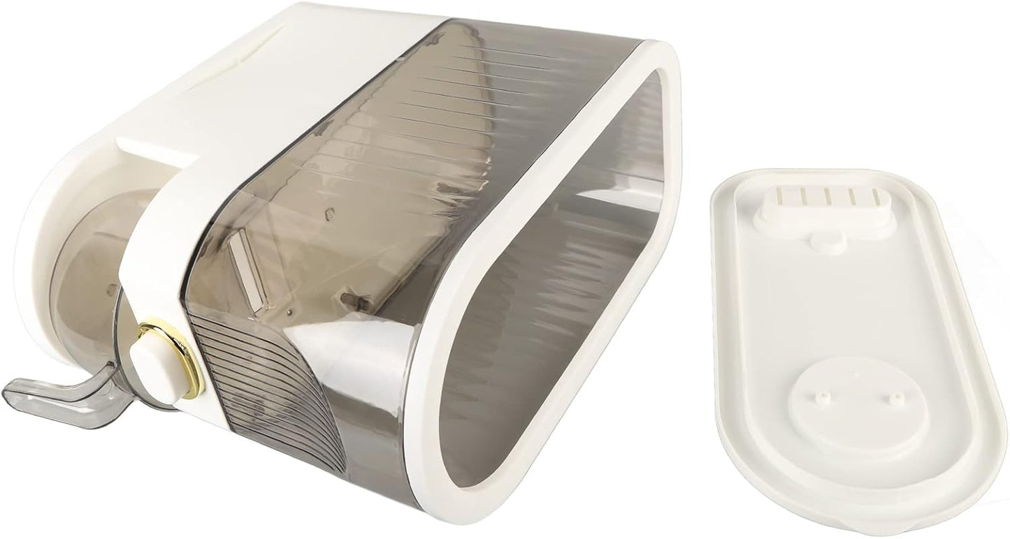 Rice and Grain Storage Container, Clear Rice Dispenser, Food Storage Container with Measuring Cup, Button Operation Dry Food Storage Box Rice Bucket for Cereal, Grain, Beans(L)
