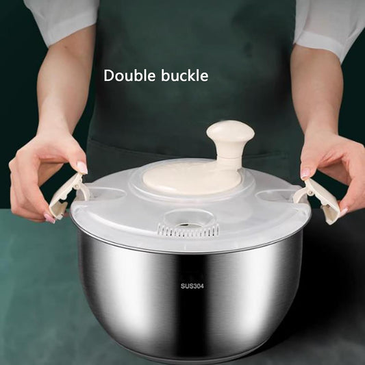 6L Salad Spinner, Stainless Steel Large Vegetable Washer, PP Lid, for Fruit Washer, Pasta and Fries Spinner