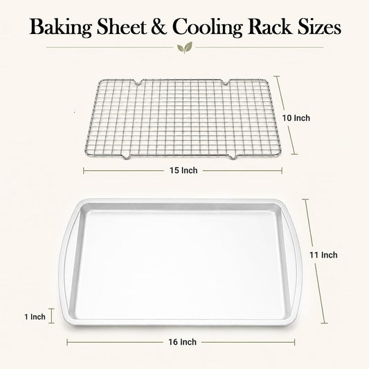 Baking Sheet Set of 𝟒: Baking Pans with Cooling Racks, Cookiet Sheet