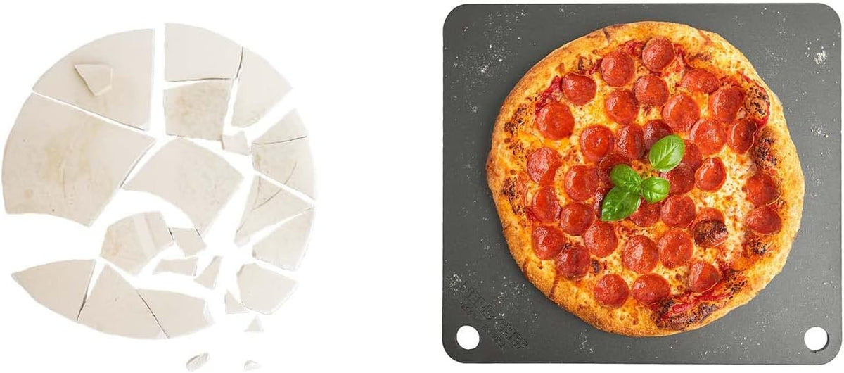 NerdChef Steel Stone - High Performance Pizza Baking | Made in USA (14.5" x 16") - (.375" Thick - Pro)
