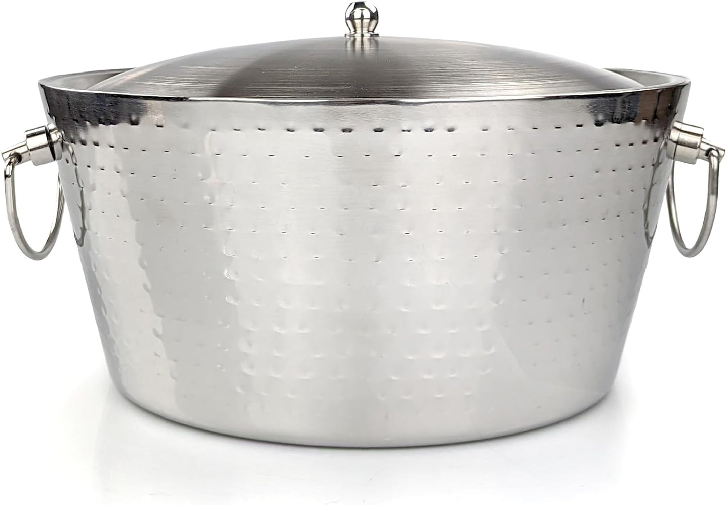 Insulated Stainless Steel Large Ice Bucket with Lid for Parties, Anchored Metal Ice & Beverage , Champagne Bucket for Extended Chill - 12-Quarts