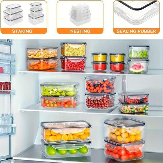 48-Piece Meal Prep Containers Set With Airtight Lids,BPA Free Food Storage Containers For Leftovers Leakproof Stackable Freezer/Microwave/Dishwasher Safe (24, Rectangular+Roud)