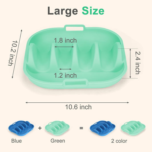 Silicone Taco Holder Set of 2,10.2in Reusable Taco Plates with Dividers,Fiesta Tacos Holder Tray.Taco Tuesday Kit,Dishwasher & Microwave Safe (2, BLUE+GREEN)