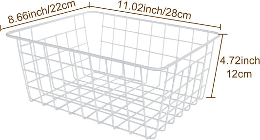 4Pack Freezer Storage Organizer, Deep Refrigerator Wire Household Bins with Built-in Handles, Stackable Freezer Wire Baskets for Chest and Upright Freezer, Cabinet, Pantry, Closet, Bedroom