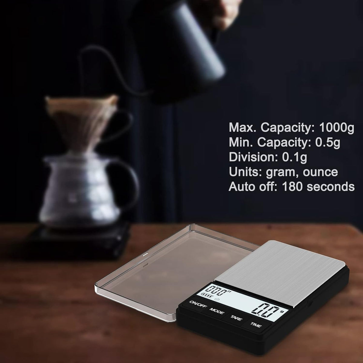 MAXUS Espresso Scale with Timer, 1000g x 0.1g, Coffee Scale for Drip Coffee