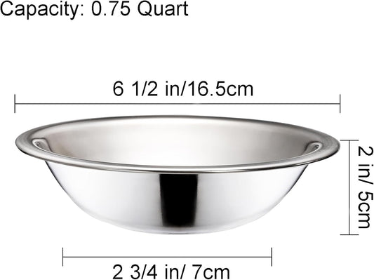 Okllen 10 Pack Small Stainless Steel Bowls, 6 1/2 Inch Wide Kitchen Metal Bowl with Flat Base, 3/4 Quart Prep Bowls for Meal Prep, Cooking, Serving, Baking