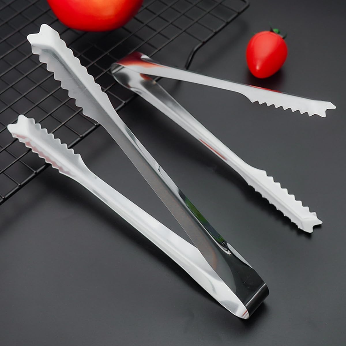2 Pcs 304 Stainless Steel Ice Tongs, 8 inches Ice Tube Tongs for Ice Bucket Ice Sugar Cubes Coffee Bar Food Serving etc