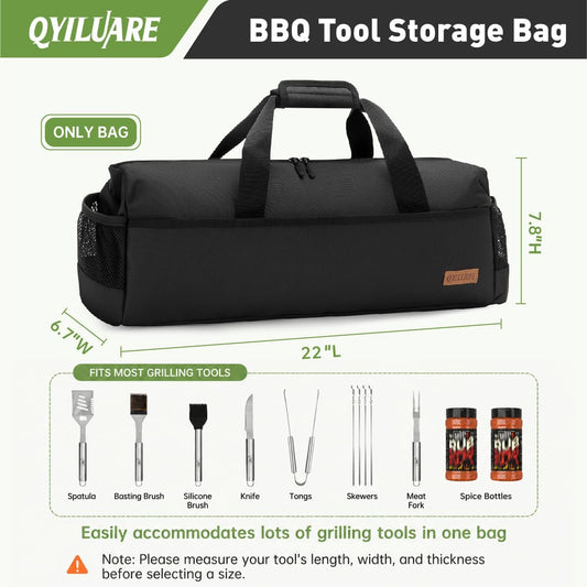22" Grill Tool Storage Bag,Heavy Duty 1680D Waterproof BBQ Tools Bag,Large Grill Utensil Storage Caddy with Pockets, BBQ Accessories Bag Compatible with Blackstone