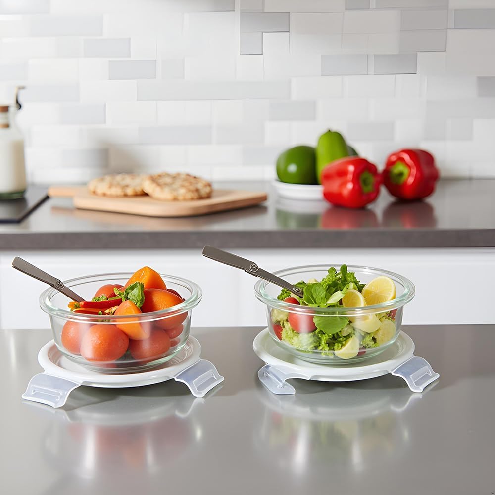 8 Pcs Square Glass Food Storage Container with Lids, 16OZ Square Glass Meal Prep Containers Set, 2 Cup glass Food Storage for Lunch Salad, Microwave, Oven, Freezer, Dishwasher Safe (4 Pack)