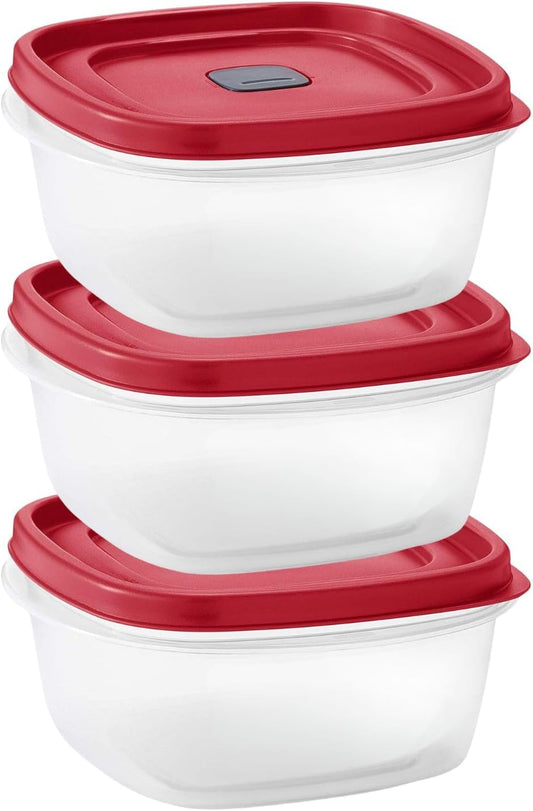 Tribello 16-Piece BPA-Free Plastic Food Storage Set, Red Vented Lids - Microwave, Dishwasher Safe: Perfect for Meal Prep, Leftovers, and Kitchen Organization