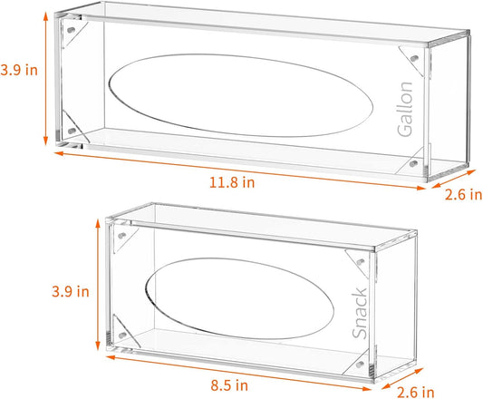 FEMELI Food Bag Storage Organizer, Acrylic Kitchen Drawer Baggie Box, Compatible with Gallon, Slider Quart, Freezer, Sandwich, Snack, Variety Size Bags, 4 separate Pack(Clear)
