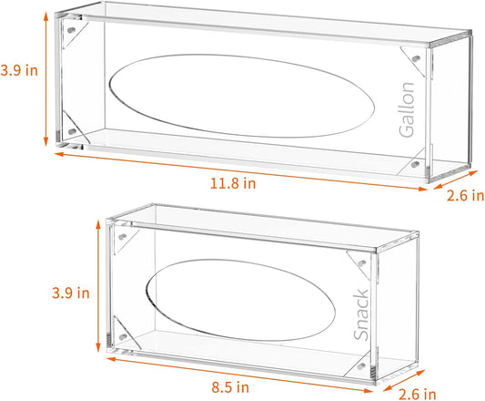 FEMELI Food Bag Storage Organizer, Acrylic Kitchen Drawer Baggie Box, Compatible with Gallon, Slider Quart, Freezer, Sandwich, Snack, Variety Size Bags, 4 separate Pack(Clear)